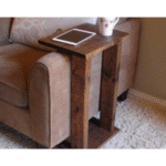 Sheesham Wood Sofa Chair Arm Rest Tray Table Stand Natural Brown Finish (Large) - Image 2