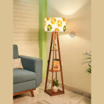 Wooden Floor Lamp with Shelf (Farm Petals) LED Bulb Included. - Image 2