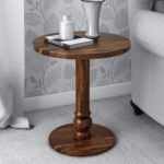 Wooden Round Sofa Side End Table for Living Room | Sheesham Wood, Honey Finish - Image 2