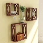 MDF Wooden Wall Shelves (Brown) | Decorative Floating Wall Rack for Home & Office | Display Books, Plants, Frames, Décor Items | Space-Saving MDF Wall Shelf Set 3