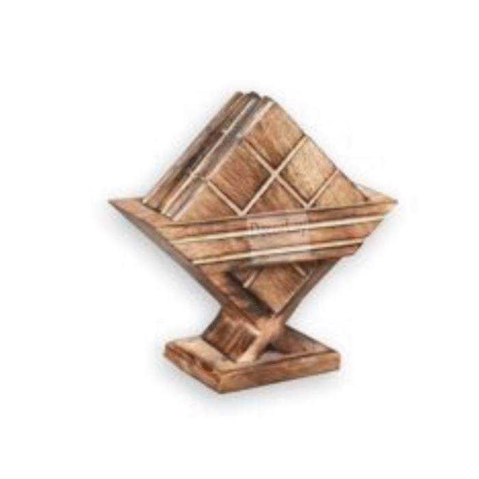 Handmade Wooden Tea Coaster Set for Kitchen/Dining, Kite Shape Brown 6 Coasters - Image 2