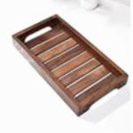Handmade Wooden Platter For Your Kitchen & Dining Table Multipurpose Serving Tray Set For Tea, Coffee & Snacks Breakfast (Wooden Tray) Color Brown (11 x 6 x 1.5 )