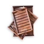 Handmade Wooden Platter For Your Kitchen & Dining Table Serving Tray Set For Tea, Coffee & Snacks Breakfast (Wooden Tray) | Set Of 3 | Color Brown