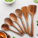 Wooden Spoons for Cooking Kitchen Utensils Set Non Stick Spoon Wood Utensil Cooking Spatulas Set (Set of 6)