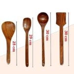 Natural Wooden Spoon Set for Cooking Includes Frying Serving Spatula Chapati Dessert Rice Spoons Wooden for Nonstick Cookware Kitchen Utensils and Cooking Spoon (4) - Image 2