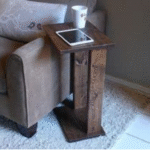 Sheesham Wood Sofa Chair Arm Rest Tray Table Stand Natural Brown Finish (Large)