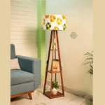 Wooden Floor Lamp with Shelf (Farm Petals) LED Bulb Included. - Image 3