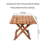Handmade Wooden Natural Brown Foldable Coffee Table, Adjustable Coffee Table, Side Table, End Table for Poolside Garden, Living Room, Bedroom, Small Spaces Etc. (Square 13 Inch) - Image 3