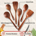 Wooden Spoons for Cooking Kitchen Utensils Set Non Stick Spoon Wood Utensil Cooking Spatulas Set (Set of 6) - Image 3