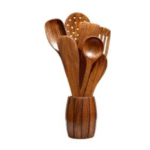 Wooden Cooking Spoon Set, 7-Piece, Brown, 35 Cm - Image 3