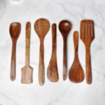 Natural Wooden Spoon Set For Cooking Includes Frying Serving Spatula Chapati Dessert Rice Spoons Wooden For Nonstick Cookware Kitchen Utensils And Cooking Spoon Set Of 7 - 35.56 Cm - Image 3