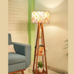 Wooden Floor Lamp with Shelf – Small Flower Design Standing Lamp with LED Bulb Included, 3-Tier Storage Display – Floral Decor Floor Light for Bedroom, Living Room, Pooja Room - Image 3