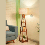 Furniture Wooden Floor Lamp with Shelf (Natural Jute). LED Bulb Included - Image 4