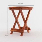 Coffee Table Sheesham Wood Round Folding for Bedroom Living Room Hall Home Office Wooden Furniture Solid Wood Tables for Garden Outdoor (Table Size - 23.5 x 23 Inch) (Brown) - Image 4