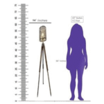 Antique Teak Wood Big Tripod Floor Lamp Stand Light with 12 inches Metallic Color Shade Black and Wiring and Bulb ( Full Height 62 inches) - Image 4