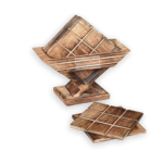 Handmade Wooden Tea Coaster Set for Kitchen/Dining, Kite Shape Brown 6 Coasters - Image 4