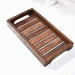 Handmade Wooden Platter For Your Kitchen & Dining Table Multipurpose Serving Tray Set For Tea, Coffee & Snacks Breakfast (Wooden Tray) Color Brown (11 x 6 x 1.5 ) - Image 4