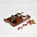 Handmade Wooden Platter for Your Kitchen & Dining Table Serving Tray Set for Tea, Coffee & Snacks Breakfast (Wooden Tray) Color Brown (10 x 7 x 2) - Image 4