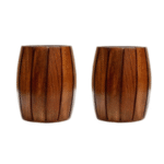 Wooden Barrel Shaped Cutlery Holder/Spoon Holder/Utensils Jar Brown (Pack of 2) - Image 4