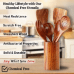 Wooden Spoons for Cooking Kitchen Utensils Set Non Stick Spoon Wood Utensil Cooking Spatulas Set (Set of 6) - Image 4