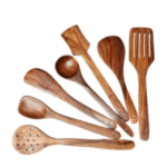 Natural Wooden Spoon Set For Cooking Includes Frying Serving Spatula Chapati Dessert Rice Spoons Wooden For Nonstick Cookware Kitchen Utensils And Cooking Spoon Set Of 7 - 35.56 Cm - Image 4