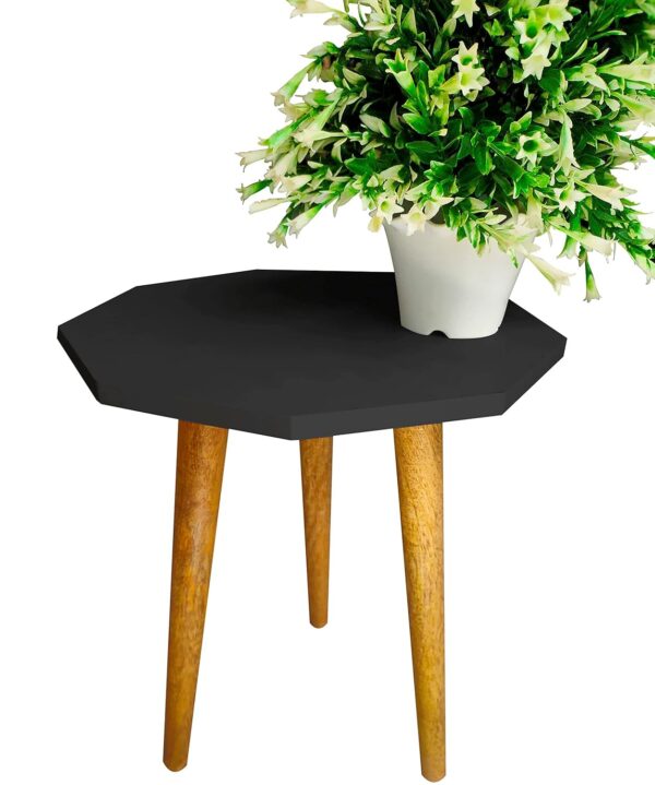 Mid Century Wooden Plant Stand (12" D x 13" H) – Black Indoor Plant Table/Gamla Stand | Modern Flower Pot Holder, Indoor Planter Stool for Home & Office Décor
