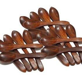 Wooden Masala Spoon for Small Containers, Handmade Natural Wood Spoon for Tea, Coffee, Sugar, Condiments & Spices, Set of 6 (4 Inch)