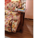 Sheesham Wood Sofa Chair Arm Rest Tray Table Stand Natural Brown Finish (Large) - Image 5