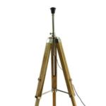 Antique Teak Wood Big Tripod Floor Lamp Stand Light with 12 inches Metallic Color Shade Black and Wiring and Bulb ( Full Height 62 inches) - Image 5