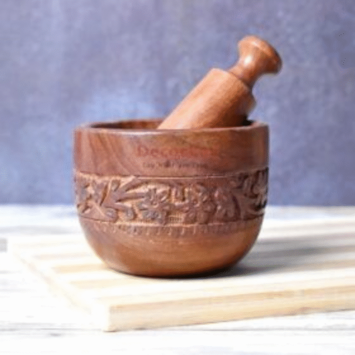 Kharal Wood Carved Pestle and Mortar | Traditional Handcrafted Wooden Grinder for Spices, Herbs & Seasoning | Durable, Eco-Friendly Kitchen Tool | Artisan Carved Mortar Set - Image 5