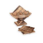 Handmade Wooden Tea Coaster Set for Kitchen/Dining, Kite Shape Brown 6 Coasters - Image 5