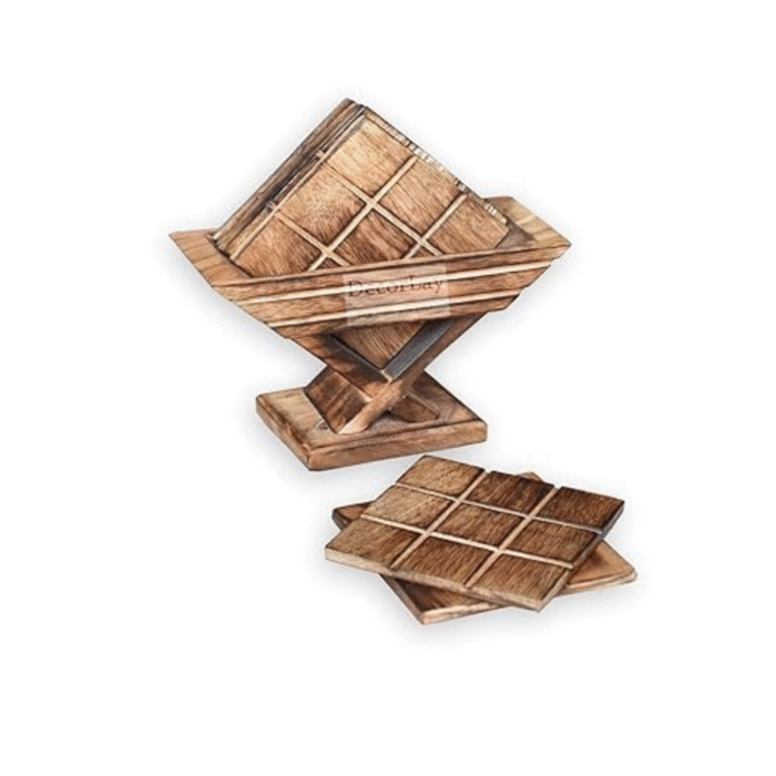Handmade Wooden Tea Coaster Set for Kitchen/Dining, Kite Shape Brown 6 Coasters - Image 5