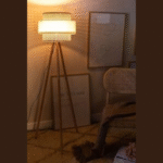 Rattan Cane Webbing Floor Lamp Bamboo Floor Lamp Cane Standing Lamp Wooden Standing lamp for Living Room Bedroom (14" D X 11") (Beige) - Image 5