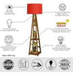 Wooden Floor Lamp with Shelf (Lily Red). LED Bulb Included- Diwali Decoration Items - Image 6