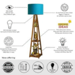 Wooden Floor Lamp with Shelf (Royal Blue). LED Bulb Included- Diwali Decoration Items - Image 5