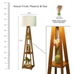 Wooden Floor Lamp with Shelf (Cotton White). LED Bulb Included. - Image 5