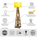 Wooden Floor Lamp with Shelf – Fresh Yellow Design | Modern Standing Lamp with LED Bulb | Tall Corner Shelf Lamp for Living Room, Bedroom, Office, Reading Nook - Image 5