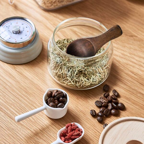 Wooden Spice/Masal Small Spoon For Tea Coffee Sugar Condimants & Small Containers/Jar (Set Of 6 (Brown)), 7.7 Cm