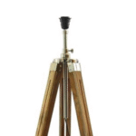 Antique Teak Wood Big Tripod Floor Lamp Stand Light with 12 inches Metallic Color Shade Black and Wiring and Bulb ( Full Height 62 inches) - Image 6