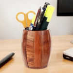 Wooden Barrel Shaped Cutlery Holder/Spoon Holder/Utensils Jar Brown (Pack of 2) - Image 6