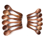 Handcrafted Wooden Serving Spoons, 6 Pieces, Natural Brown Wood