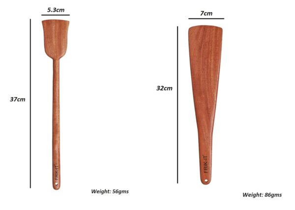 Neem Wooden Spatula/Flip/Ladle | Premium Wooden Spoons for Cooking | Wooden Kitchen Tools | No Harmful Polish | Naturally Non-Stick | Handmade (Set of 5)