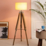 Vintage Style Beautiful Designer Tripod LED Floor Lamp Teak Wooden Floor Lamp (Teak Wood)Pack Of 1 - Image 7