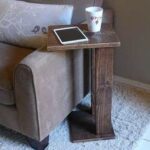Sofa Chair Arm Rest Tray Table Stand Solid Sheesham Wood (Brown) - Image 3