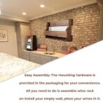 Alvarado Wine Rack Gloss Holder, Wall Mounted Wine Racks, 8 Bottles, Hangers for 6 Wine Glasses (Teak) - Image 6