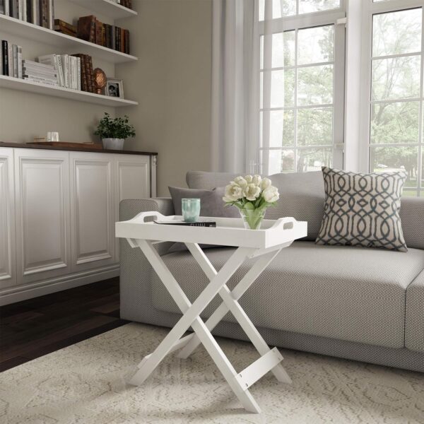 Bed Side Table Living Room Sofa Side Coffee Table for Home | Engineered Wood End Table | Storage for Living Room Tray Top, 22-Inch (White)