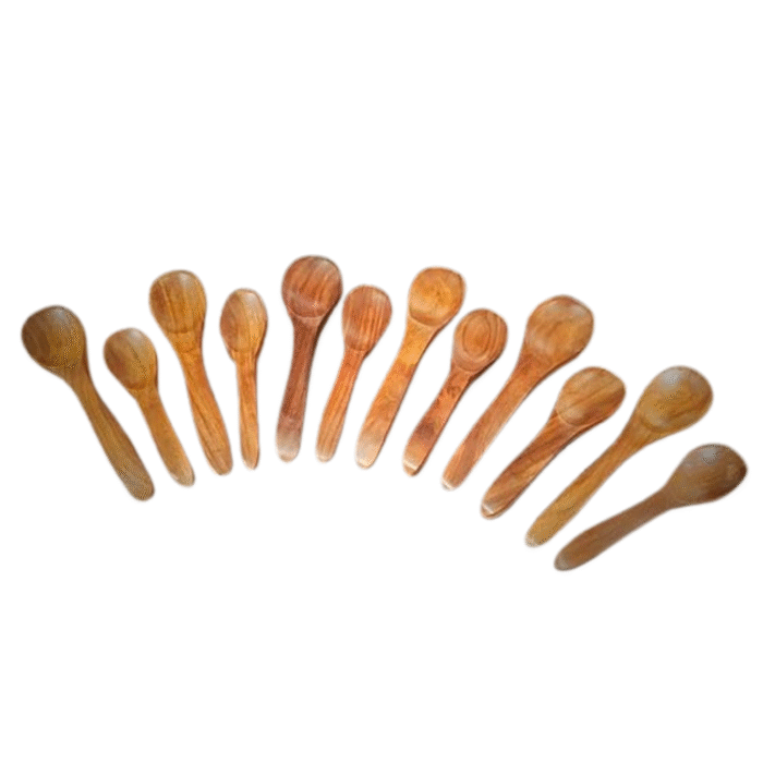 Handcrafted Wooden Serving Spoons, 6 Pieces, Natural Brown Wood - Image 3