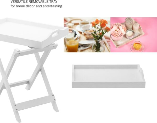 Bed Side Table Living Room Sofa Side Coffee Table for Home | Engineered Wood End Table | Storage for Living Room Tray Top, 22-Inch (White)