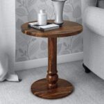 Wooden Round Sofa Side End Table for Living Room | Sheesham Wood, Honey Finish