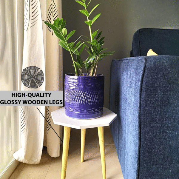 Antique Wooden Foldable Round Side Table – Multipurpose End Table, Plant Stand, Stool for Living Room, Balcony, Kids' Furniture | Foldable & Portable Wooden Table